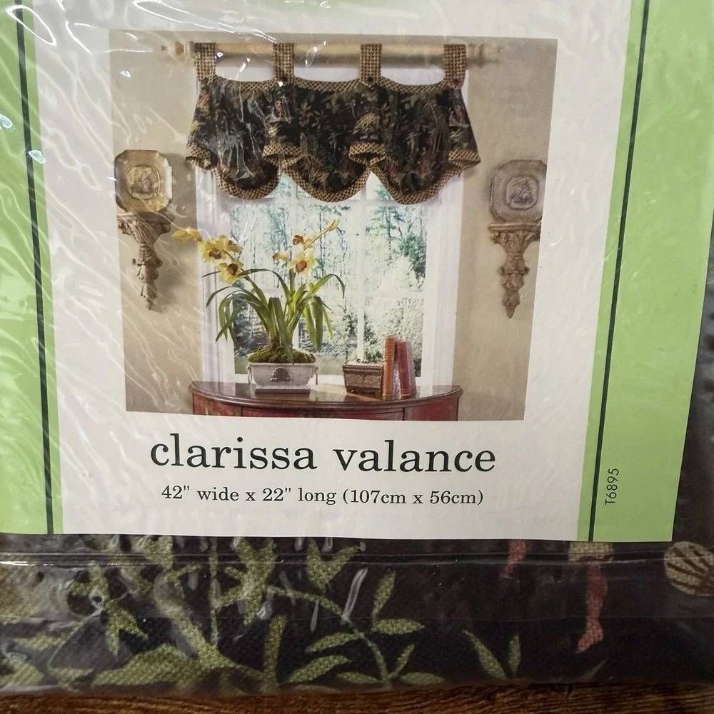 Waverly Polynesian Swing Ebony Clarissa Valance Tab Top Scalloped 81903049 NEW